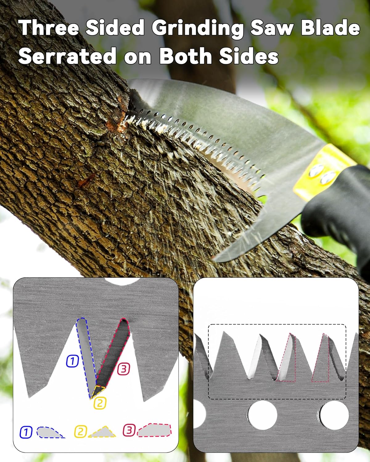 11FT Pole Saw with Adjustable Length for Tree Trimming, Lightweight Manual Pruning Saw with Mn Steel Blade, Long Extension Branch Cutter Pole Pruner for Yard, Garden, Patio and Forestry Use