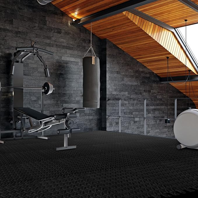 Shihanee Foam Floor Baby Tiles Foam Floor Mats Play Mats Bulk with Borders Interlocking for Kids Baby Playroom Nursery Gym (Black,64ft)