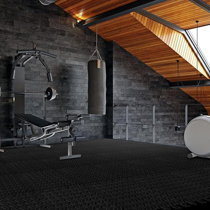 Shihanee Foam Floor Baby Tiles Foam Floor Mats Play Mats Bulk with Borders Interlocking for Kids Baby Playroom Nursery Gym (Black,64ft)