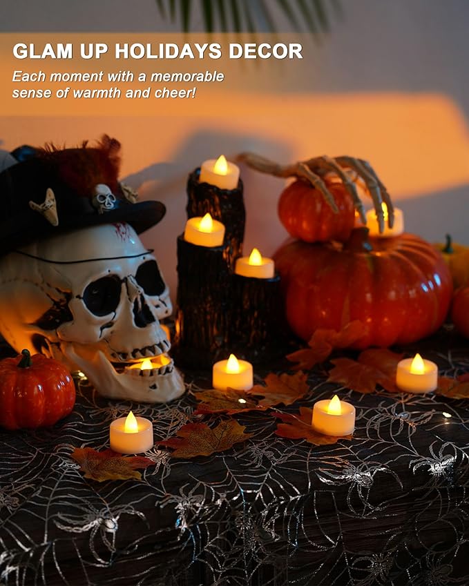 BEICHI Flameless Candles, 12Pack Battery Operated Candles, LED Tea Lights Candles Battery Operated, Flickering Fake Candles for Wedding Halloween Christmas Diwali- Warm Yellow