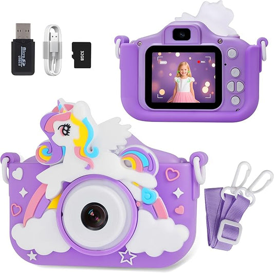 Kids Camera Toys for 3 4 5 6 7 8 Year Old Girls: Toddler Camera Birthday for Kids, 1080P Digital Video Camera for Girls Boys Party Outdoor Travel