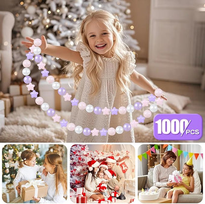 GOGOSO Balls for Ball Pit - Plastic Ball for Toddlers 1-3, Baby Kids Ball Pool Decoration 50 100 200 300 500 1000 (A Purple+Pink+White+Clear, 1000 Balls)