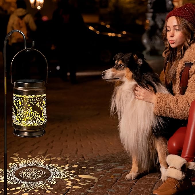 KY&BOSAM Pet Dog Memorial Solar Lights Outdoor Garden Decor Solar Lanterns Outdoor Waterproof Metal Light Memorial Gift, Pet Loss, Pet Sympathy, Thoughtful Dogs and Cats Remembrance, Bereavement Gift