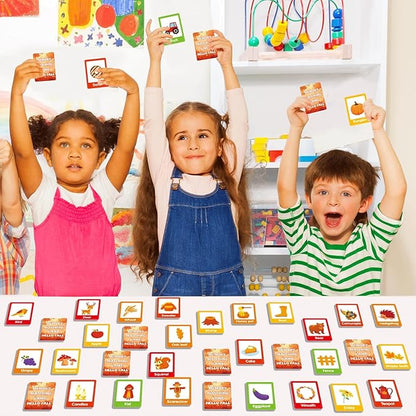 gisgfim 50 Pairs Fall Memory Matching Game Thanksgiving Happy Fall Concentration Memory Games for Kids Educational Ages 3-8 A Fun & Fast Autumn Theme Memory Matching Games