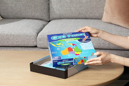 GeoToys GeoPuzzle, Australia & Oceania Shaped Jigsaw Puzzles, 70 Pc Geography Puzzle, Geography Game, Map Puzzle - Jigsaw Puzzles for Kids Ages 6-9 Years Old