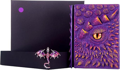 3D Dragon Eye Embossed Journal,Resin Engraving Notebook,Dnd notebook for Dragon Lovers ，Blank Paper,Hardcover Travel Notepad for Writing,Sketchbook,Collection,Gift,Decoration A4 and A5 Size (A5-Purple