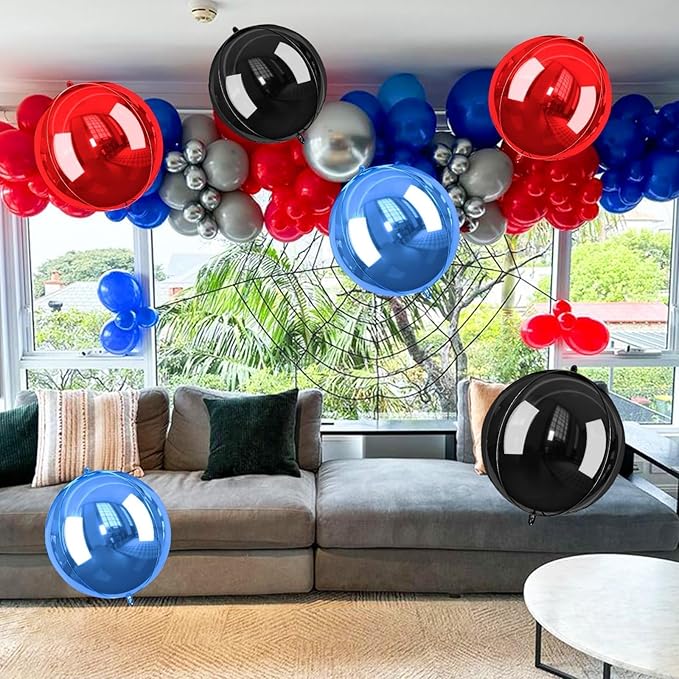 Giant Foil Balloons, 6Pcs Large Metallic Red Round Balloons, 22 Inch Big Round Foil Balloon for Red Birthday Party Baby Shower Wedding Decorations