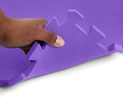 FlooringInc's 1/2" Soft Non-Toxic Baby Play Mat, Toddler Playmat, Colorful Puzzle PlayMat, Floor Mats for Kids & Babies, EVA Foam Interlocking Tiles for Nursery & Playroom | Purple, 35 Tiles, 140 SqFt