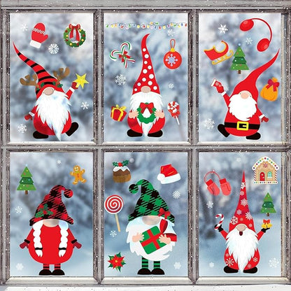 Joy Bang 320 PCS Christmas Window Clings, Christmas Window Stickers Decorations Gnome Snowflake Xmas Decals Decor for Glass Window Home Office Indoor