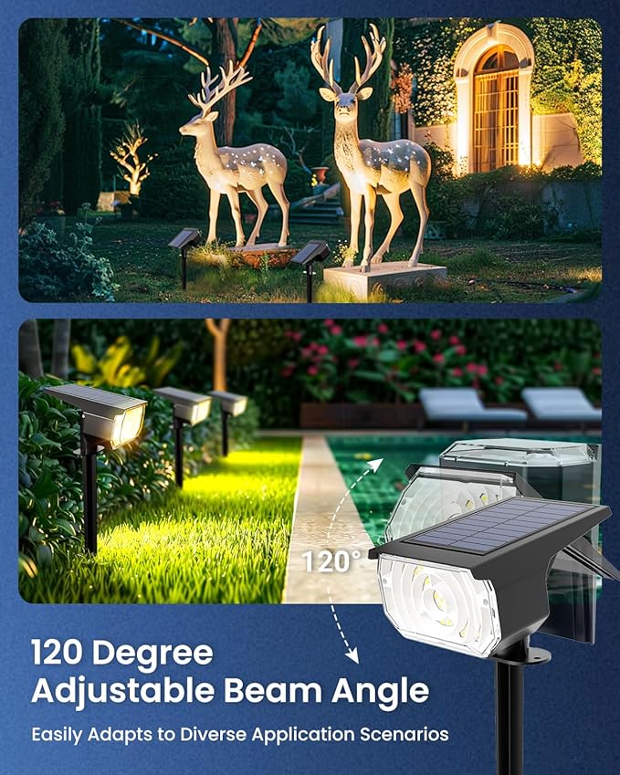 Solar Spot Lights Outdoor Waterproof IP67, 6 Lighting Modes 60 LED, Landscape Spotlights for Tree Yard Garden House Driveway Pathway（8 Pack）