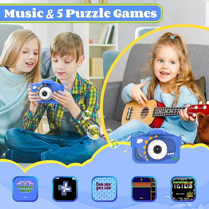 Kids Camera Toys for 3-8 Year Old Girls Boys, 48MP Dual Lens 1080P Toddler Camera for Kids with 64GB SD Card, Kids Digital Video Camcorder Selfie Camera Christmas Birthday Gifts