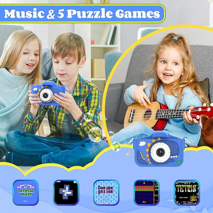 Kids Camera Toys for 3-8 Year Old Girls Boys, 48MP Dual Lens 1080P Toddler Camera for Kids with 64GB SD Card, Kids Digital Video Camcorder Selfie Camera Christmas Birthday Gifts