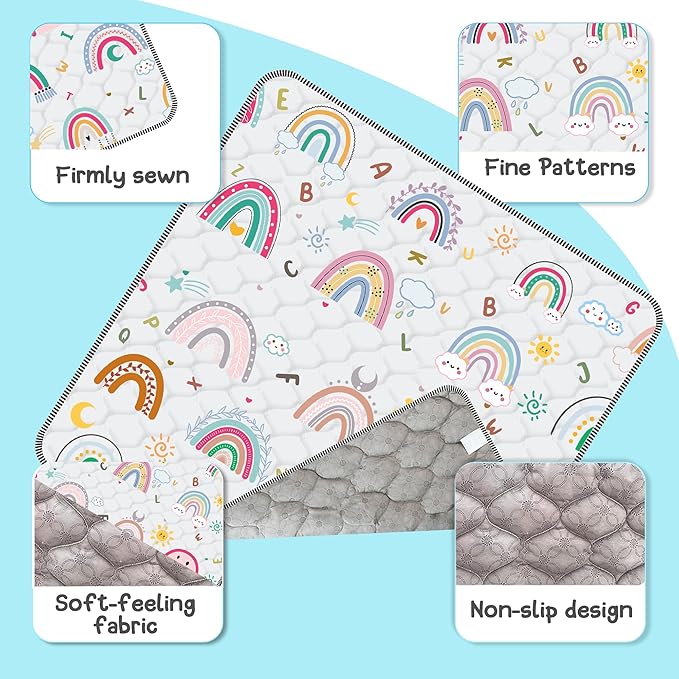 Baby Play Mat，Thick Soft 71" X 79" Playpen mat, Non-Slip and Machine Washable Baby Play Mats for Floor，Crawling Mat for Babies, Toddlers & Infants to Play and Learn (Rainbow)