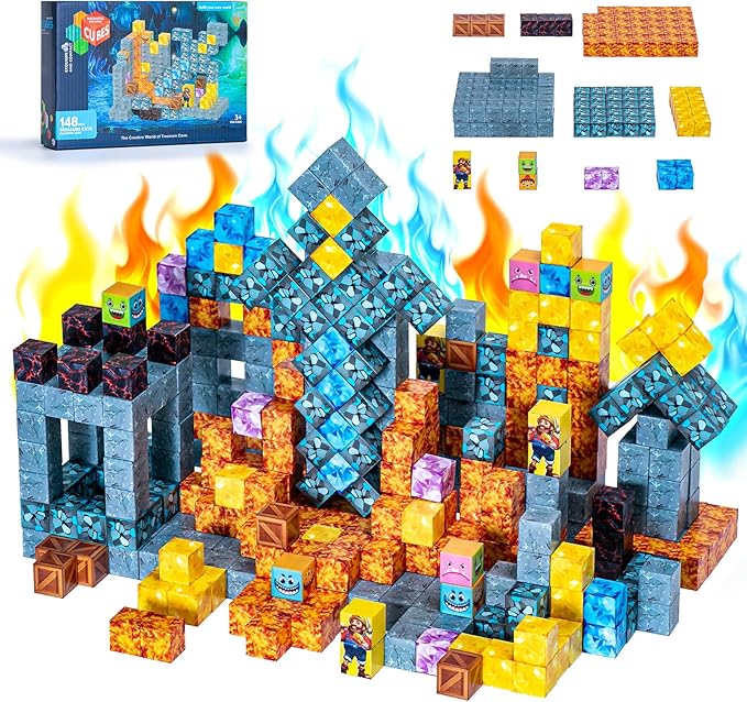 Magnetic Building Blocks Set, 148+ Pieces Gold Miner Theme - STEM Learning Toy for Children Aged 3-8 Years Old. Safe ABS Magnetic Blocks · Creative Construction Puzzle Playset