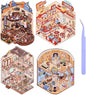 Girls 3D Miniature Scene Stickers, 4 Sets World Travel DIY House Stickers for Museun, Hotel, Magic House, Drive-In Restaurant, Cute 3D Cartoon Sticker Scenes for Adult Kids Relief Stress Pass The Time