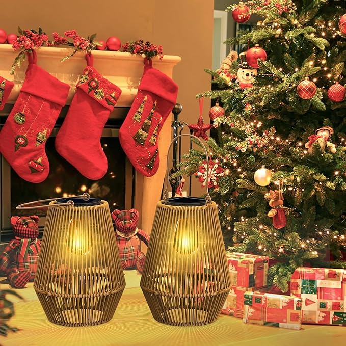 Solar Lanterns, KagoLing Solar Lights Outdoor Waterproof Solar Lights for Outside Hanging Solar Lantern Solar Table Lamp Lights Decoration for Garden,Yard,Patio,Porch,Trees,Lawn,Pathway, 2 Pack