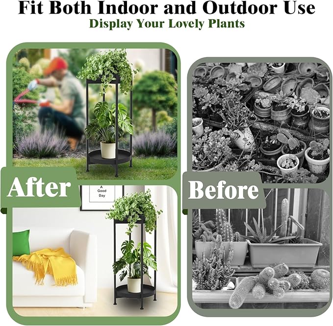Plant Stand Indoor , 25.5" Indoor Plant Stand Stable Plant Holder Flower Pot Stands for Multiple Plant Metal Single Plant Stand Indoor Small Plant Stand for Patio Garden Decor