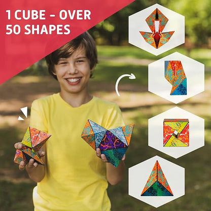 Geometric Origami Puzzle - Infinity Fidget Cube for Adults, Kids & Teens – Mesmerizing & Magnetic Shape Shifting Box w/ 48 Rare Earth Magnets - by Fun in Motion Toys (Twist)
