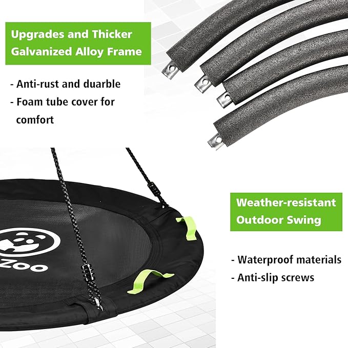 Tree Swing, Saucer Flying Swing 40 Inch for Kids, 900lbs Weight Capacity, with Adjustable Hanging Straps, Swing Sets for Backyard, for Indoor and Outdoor Playground, Black