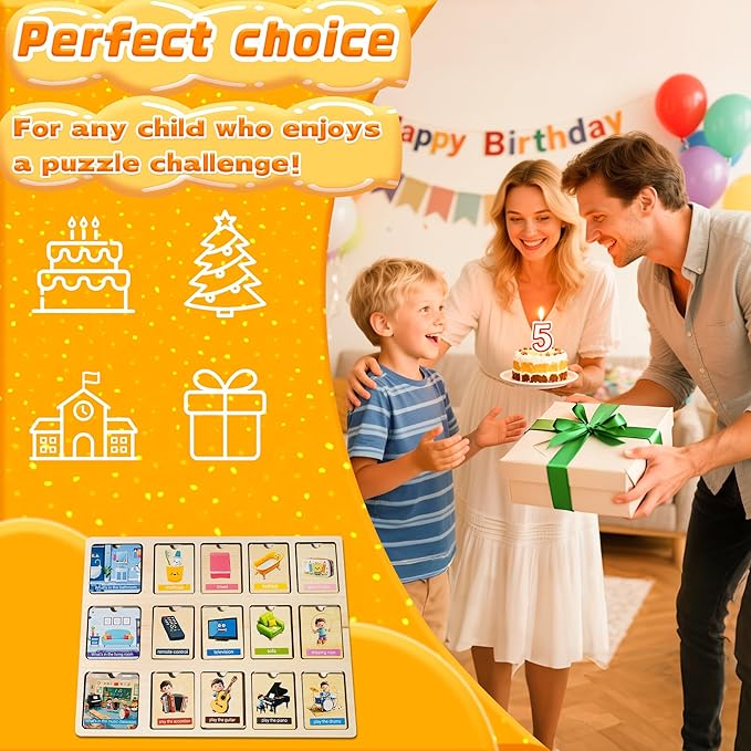 Wooden Peg Puzzle for Toddlers, Educational Peg Puzzles Montessori Toys, Scene Matching Preschool Education Learning Puzzle Toys for Gifts for 2 3 Years Boys Girls