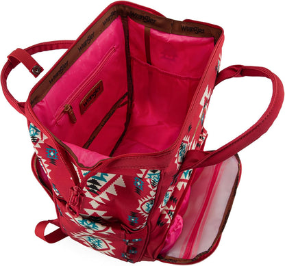 Wrangler Aztec Backpack Organized Daypack Travel Baby Bag with Stroller Strap and Side Bottle Pockets WG2204-9110BDY