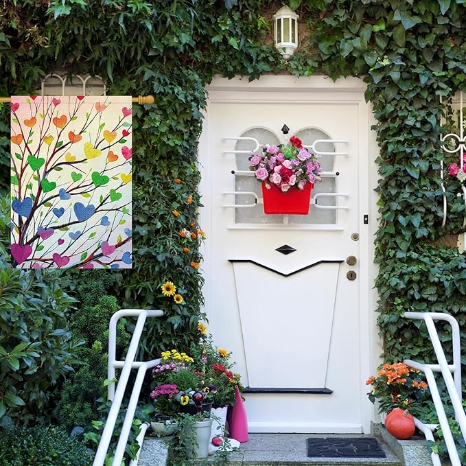 Louise Maelys Rainbow Tree Garden Flag Pride Month Love Heart 28x40 Inch Double Sided Welcome Large Burlap Gay Pride Lesbian LGBTQ Yard Outdoor Sign Outside Home House Decor