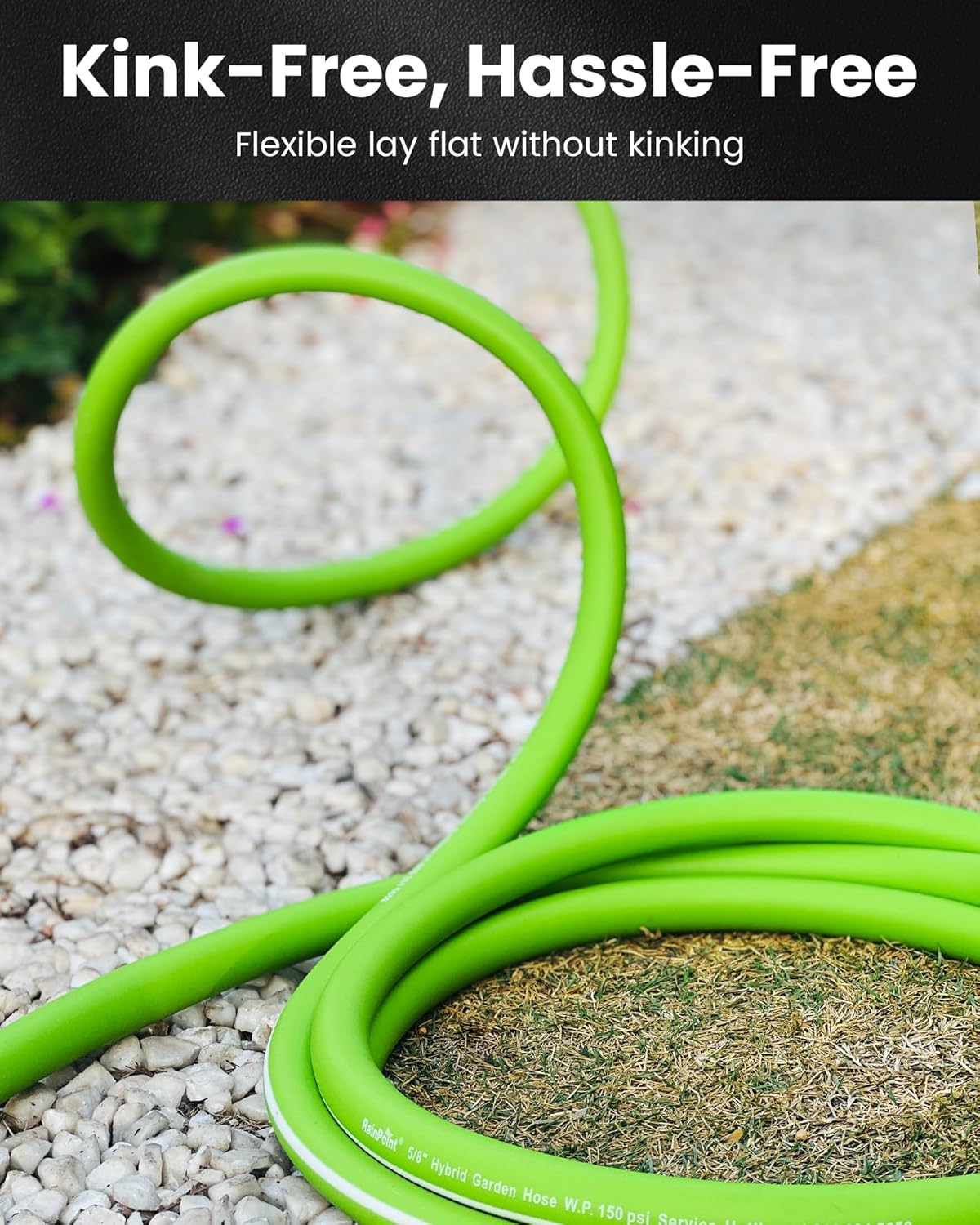 RAINPOINT Short Garden Hose 10ft - Lightweight Water Hose with Swivel Handle - Flexible, Heavy Duty, Hybrid Rubber, with Male to Female Fittings