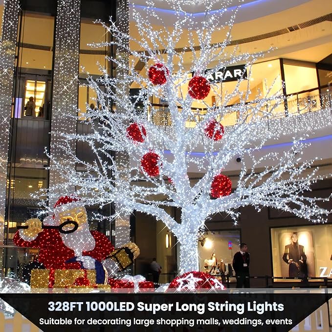 Color Changing Christmas Lights, 338ft 1000 LED White & Multicolor Christmas String Lights with Remote, 11 Modes Christmas Twinkle Lights Waterproof for Christmas Party, Garden, Xmas Tree Decorations