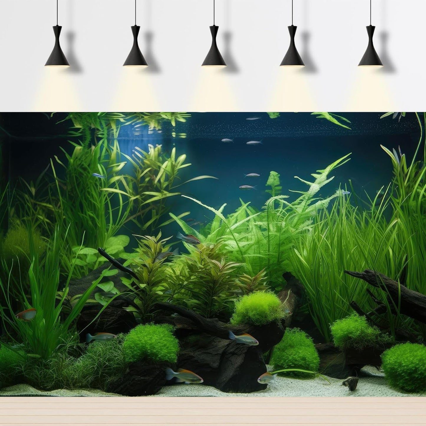 Aquarium Background Diverse Collection of Aquatic Plants Seagrasses Terrarium Background Redwood Root Moss Tropical Style Underwater Plants Fish Tank Background Under The Sea Aquarium Backdrop 72x16in