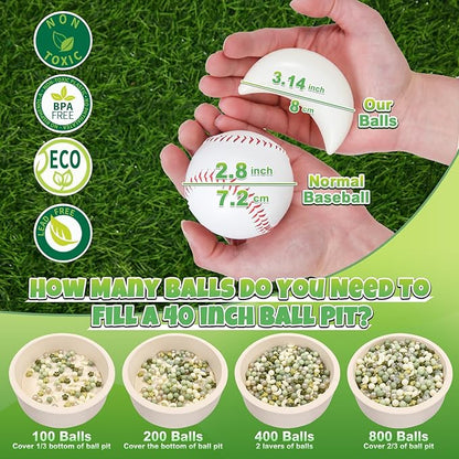 GOGOSO Ball Pit Balls Stars Moon Shapes Plastic Pitballs for Toddler Play Tent Baby Photo Props Kids Pool Water Toys Kiddie Pool Party Decor, Pearl Blue+Cream Blue+White,50PCS