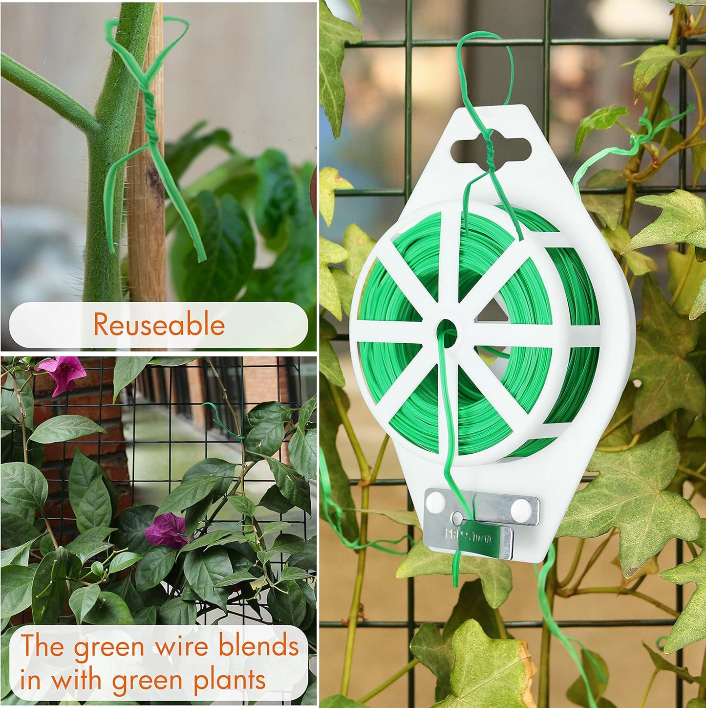 Gardzen 328ft Twist Ties, Reusable Coated Wire Plant Ties with Cutter, Ideal for Sealing Plastic Bags, Bread Bags, Organizing Cords, Gardening Activities