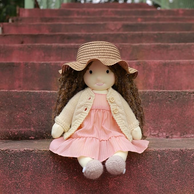 BlissfulPixie Waldorf Doll Handmade Rag Doll - Personalized Collectors Plush Doll for Kids Birthday Present with Beautiful Present Box-Kristy 12"