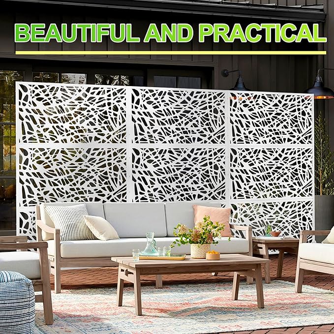Outdoor Privacy Screen,72" H×47" W Metal Privacy Screen, Freestanding Privacy Fence Panels for Patio