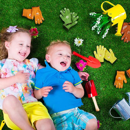 COOLJOB Medium Toddler Gardening Gloves for Little Boys Girls Ages 4-6, Breathable Kids Work Gloves with Grippy Animal Paw Dots for Children Yard Landscape, Orange Dog, 1 Pair