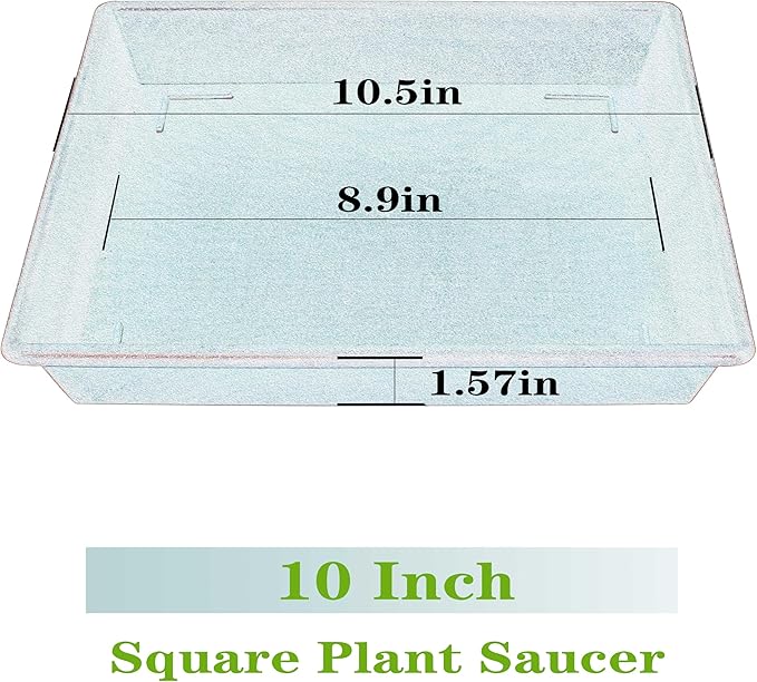 Square Plant Saucer 10 Inch 5 Pack, Plant Stand Flower Pot No Holes, Plant Trays for Pots Heavy Duty Plastic Plant Saucers for Indoors Outdoors Plant Lover Gardening Gifts