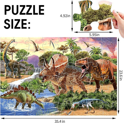 Jumbo Floor Puzzle for Kids,48 Piece Dinosaur Large Jigsaw Puzzles for Toddlers Ages 3-5,Children Learning Preschool Educational Dinosaur Toys,Christmas Birthday Gifts for Boys Girls Ages 4-8