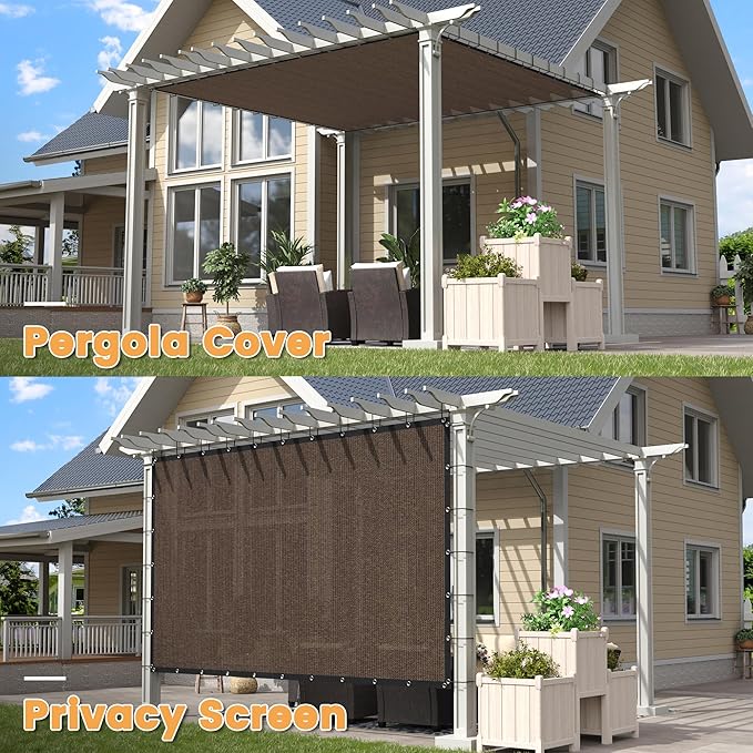 VICLLAX Shade Fabric Sun Shade Cloth with Every 2 FT Grommets for Patio Garden Pergola Cover Canopy 23x23 FT, Mocha