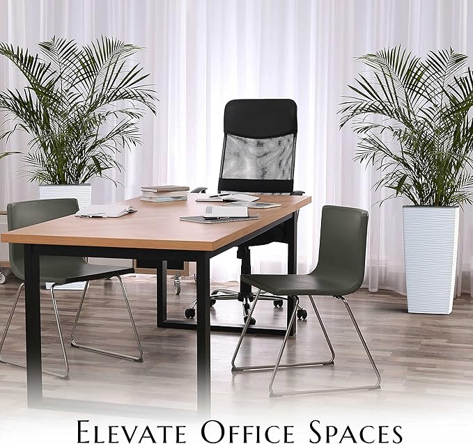 Mueller M-Resin Heavy Duty Tall Planter, Indoor/Outdoor Grande Plant, Tree, Flower Pot, 2-Piece Set, 24”, Modern Design, Built-in Drainage, White