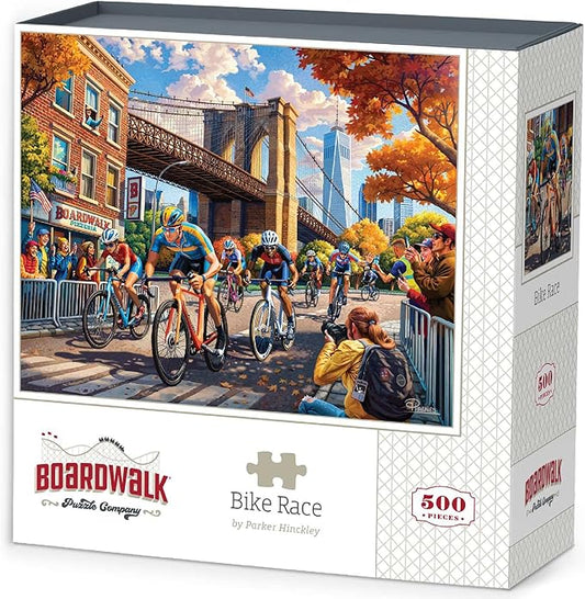 Boardwalk Puzzles Bike Race - 500 Piece Jigsaw Puzzle for Adults, Made in USA
