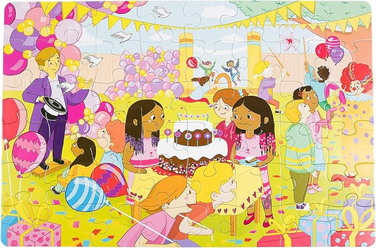 Upbounders® Birthday Balloons 48 Piece Jumbo Puzzle for Kids | Floor Puzzles for Ages 4-8 | Kids Party Puzzle with Pinata & Black Brown Children at Play | Multicultural & Eco-Friendly