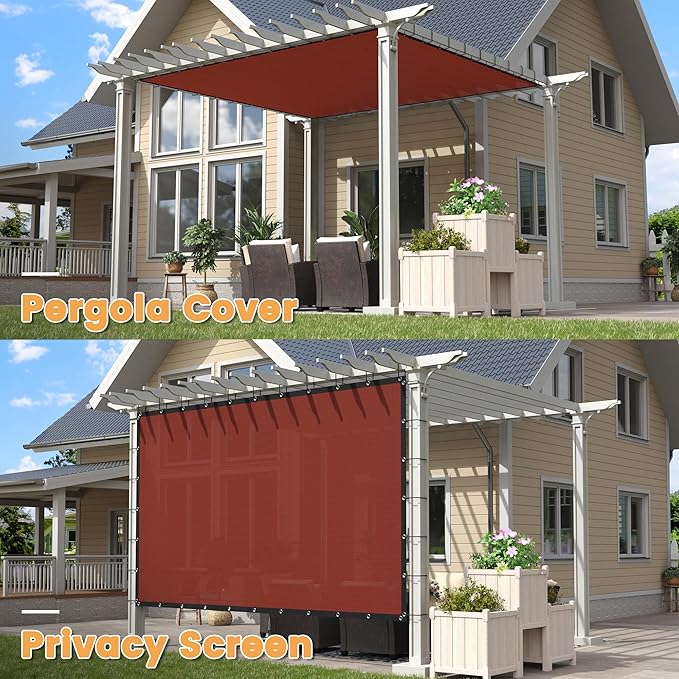 VICLLAX Shade Fabric Sun Shade Cloth with Every 2 FT Grommets for Patio Garden Pergola Cover Canopy 19x21 FT, Rust Red