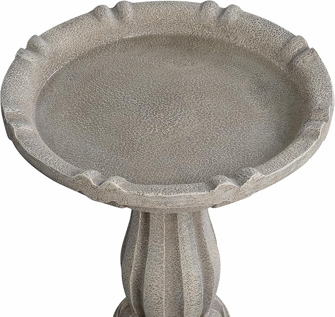 Bird Bath for Outdoor - 26'' Tall Resin Stone Modeling Design Birdbaths, Lightweight and Durable - Enhance Your Outside Garden with This Stunning Water Feature (Ivory White)