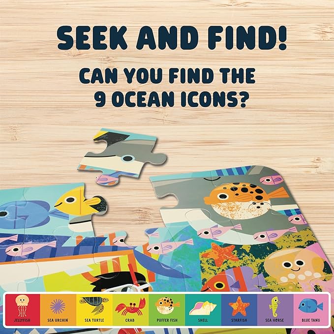 Chuckle & Roar Educational 50 PC Floor Puzzle Giant Seek & Find Ocean