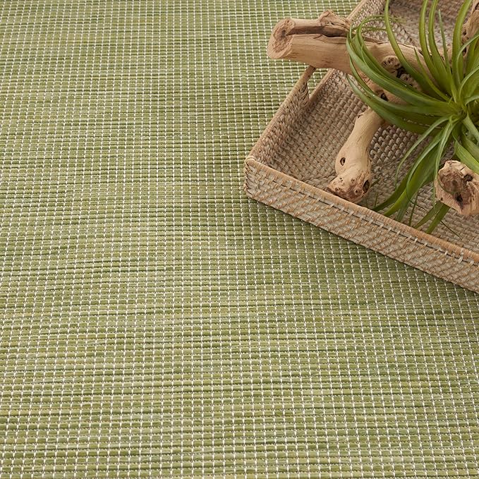 Nourison Home Positano Indoor/Outdoor Green 9' x 12' Area Rug, Easy Cleaning, Non Shedding, Bed Room, Living Room, Dining Room, Backyard, Deck, Patio (9x12)
