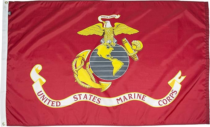FlagSource U.S. Marine Corps Nylon Military Flag, Made in The USA, 4x6'