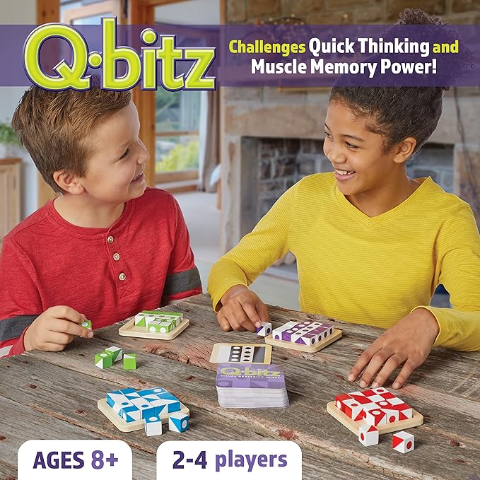 Mindware Q-Bitz Pattern Matching Fun Board Games for Family Game Night | Ages 8 and up 2-4 Players