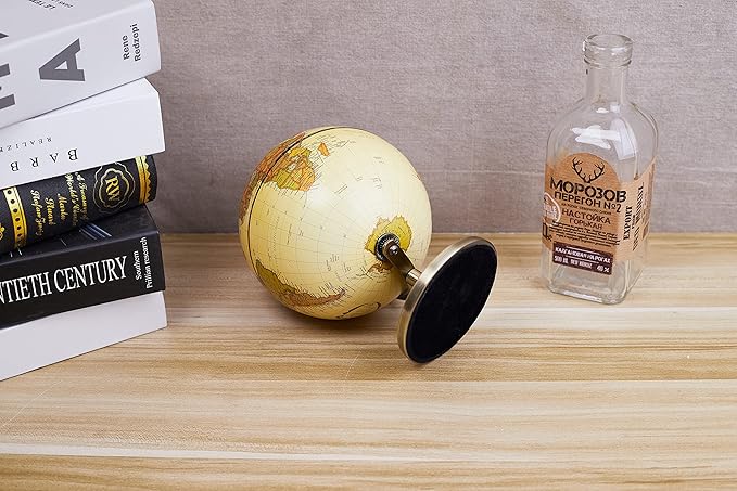 Annova Antique Globe Dia 5.5-inch / 14CM - Educational/Geographic/Modern Desktop Decoration - Stainless Steel Arc and Base - for School, Home, and Office (Antique 5.5“) (Brown-1)