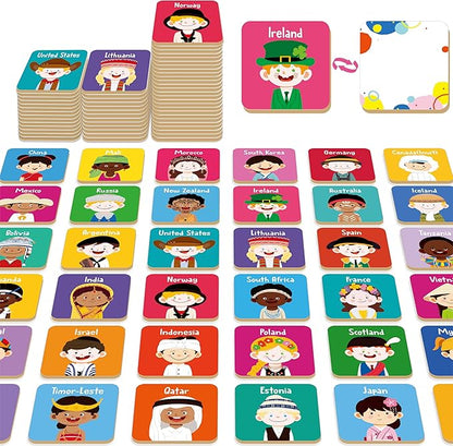 72 PCS Memory Matching Game, 36 Pairs Difference Face Memory Cards Never Forget A Face Matching Game, Educational Learning Toys for Preschool 3 4 5 6 Years Old