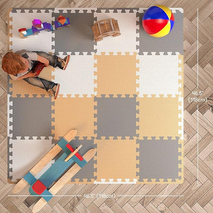 Angels Soft Foam Baby Play Mats Tiles 32 pcs Set covers over 46x46- Playmat Multi Use, Create & Build A Safe Area Interlocking Jigsaw Puzzle eva Non-Toxic Floor for Toddler Infant Kids Toy Room & Yard