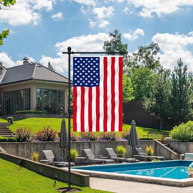 10FT Flag Pole Stand for Garden – Adjustable Outdoor Flagpole with 5-Prong Base, Freestanding Aluminum Banner Holder for 3x5ft & 28"x40" Flags – Wind-Resistant & Lightweight – Black